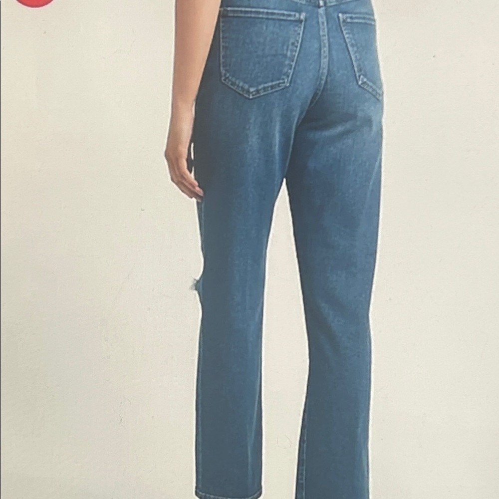 Express High Rise Blue Distressed Jeans Size 6L - Picture 2 of 10